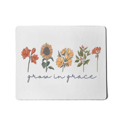 Grow In Grace Wildflower Boho Christian Scripture Religious Mousepad