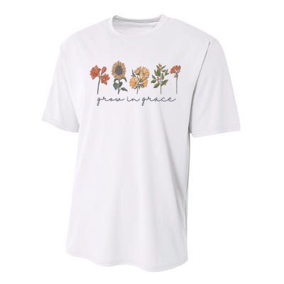 Grow In Grace Wildflower Boho Christian Scripture Religious Performance Sprint T-Shirt