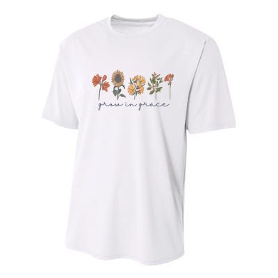 Grow In Grace Wildflower Boho Christian Scripture Religious Youth Performance Sprint T-Shirt