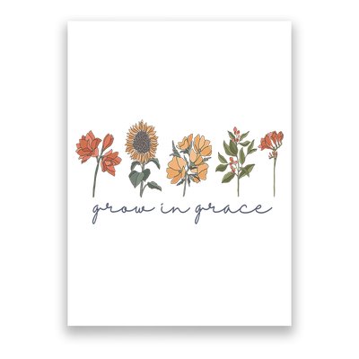 Grow In Grace Wildflower Boho Christian Scripture Religious Poster