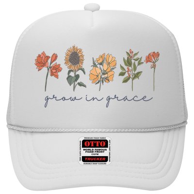 Grow In Grace Wildflower Boho Christian Scripture Religious Trucker Hat