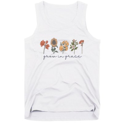 Grow In Grace Wildflower Boho Christian Scripture Religious Tank Top