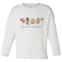 Grow In Grace Wildflower Boho Christian Scripture Religious Toddler Long Sleeve Shirt