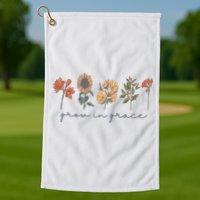Grow In Grace Wildflower Boho Christian Scripture Religious Golf Towel