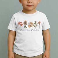 Grow In Grace Wildflower Boho Christian Scripture Religious Toddler T-Shirt