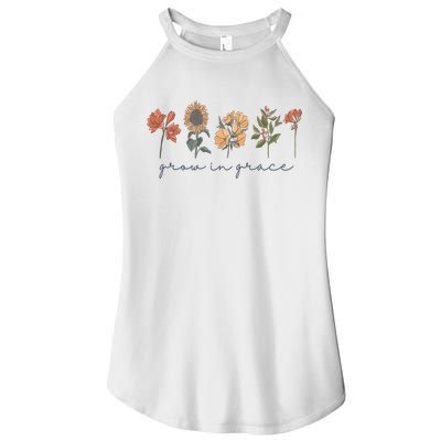 Grow In Grace Wildflower Boho Christian Scripture Religious Women's Perfect Tri Rocker Tank