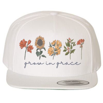 Grow In Grace Wildflower Boho Christian Scripture Religious Wool Snapback Cap