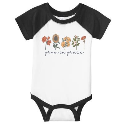 Grow In Grace Wildflower Boho Christian Scripture Religious Infant Baby Jersey Bodysuit