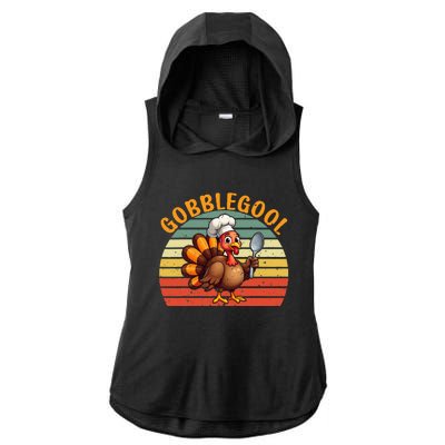 Gobblegool Italian Gobble Turkey Day Fall Thanksgiving Ladies PosiCharge Tri-Blend Wicking Draft Hoodie Tank