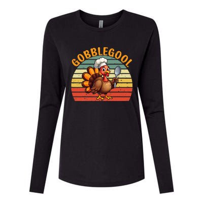 Gobblegool Italian Gobble Turkey Day Fall Thanksgiving Womens Cotton Relaxed Long Sleeve T-Shirt