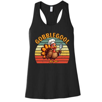 Gobblegool Italian Gobble Turkey Day Fall Thanksgiving Women's Racerback Tank