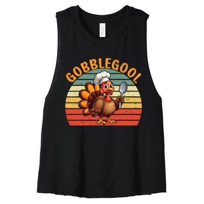 Gobblegool Italian Gobble Turkey Day Fall Thanksgiving Women's Racerback Cropped Tank