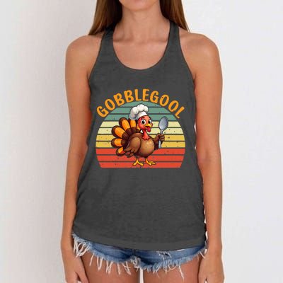 Gobblegool Italian Gobble Turkey Day Fall Thanksgiving Women's Knotted Racerback Tank