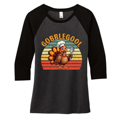 Gobblegool Italian Gobble Turkey Day Fall Thanksgiving Women's Tri-Blend 3/4-Sleeve Raglan Shirt