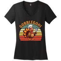 Gobblegool Italian Gobble Turkey Day Fall Thanksgiving Women's V-Neck T-Shirt