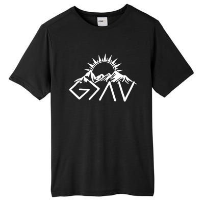 God Is Greater Than High And Lows Shirt Give God Country Music Cowboy Camp Tall Fusion ChromaSoft Performance T-Shirt