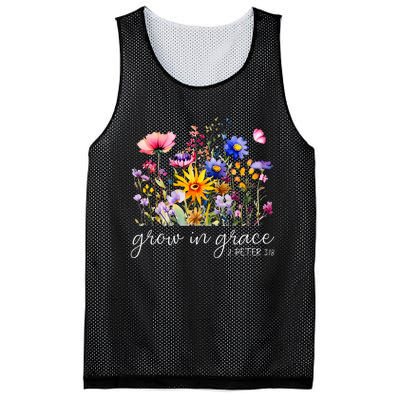 Grow In Grace Wildflower Boho Christian Scripture Religious Mesh Reversible Basketball Jersey Tank