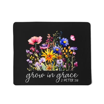 Grow In Grace Wildflower Boho Christian Scripture Religious Mousepad