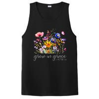 Grow In Grace Wildflower Boho Christian Scripture Religious PosiCharge Competitor Tank