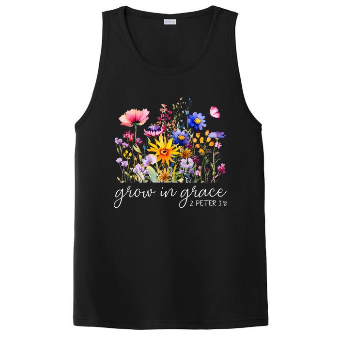 Grow In Grace Wildflower Boho Christian Scripture Religious PosiCharge Competitor Tank