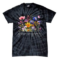 Grow In Grace Wildflower Boho Christian Scripture Religious Tie-Dye T-Shirt