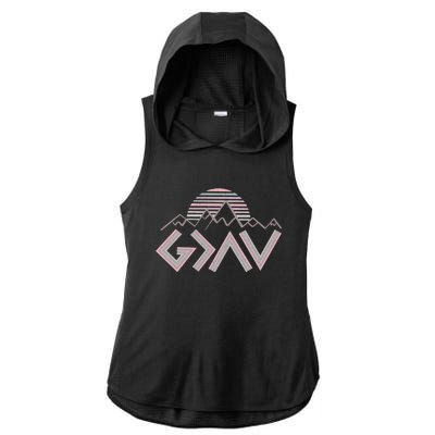 God Is Greater Than The Highs And Lows Ladies PosiCharge Tri-Blend Wicking Draft Hoodie Tank