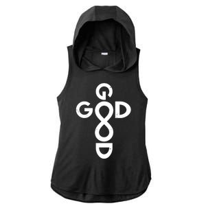 Good Is Good Cross Jesus Logo Ladies PosiCharge Tri-Blend Wicking Draft Hoodie Tank