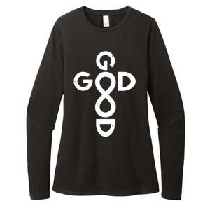 Good Is Good Cross Jesus Logo Womens CVC Long Sleeve Shirt