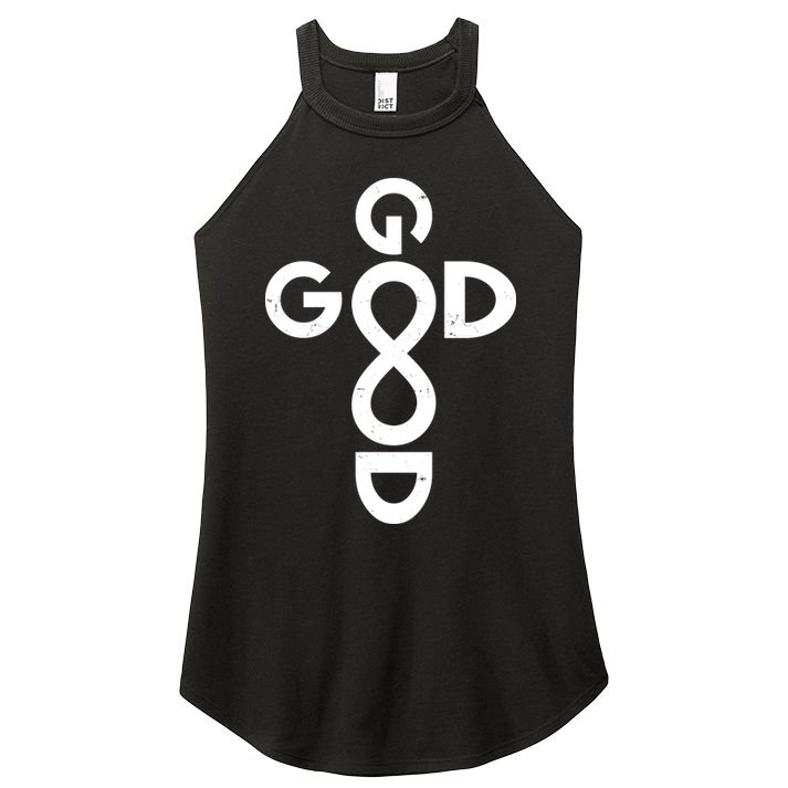 Good Is Good Cross Jesus Logo Women's Perfect Tri Rocker Tank