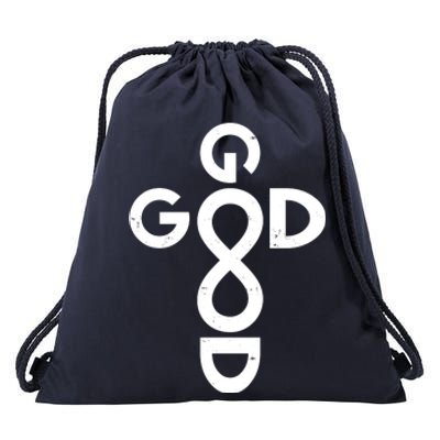 Good Is Good Cross Jesus Logo Drawstring Bag