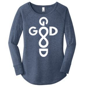 Good Is Good Cross Jesus Logo Women's Perfect Tri Tunic Long Sleeve Shirt