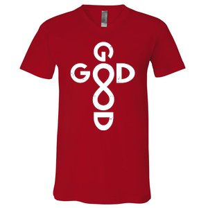 Good Is Good Cross Jesus Logo V-Neck T-Shirt