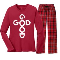 Good Is Good Cross Jesus Logo Women's Long Sleeve Flannel Pajama Set 