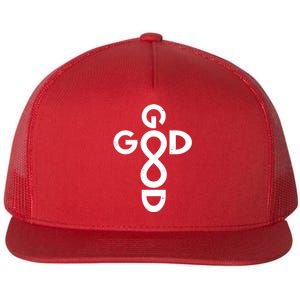 Good Is Good Cross Jesus Logo Flat Bill Trucker Hat