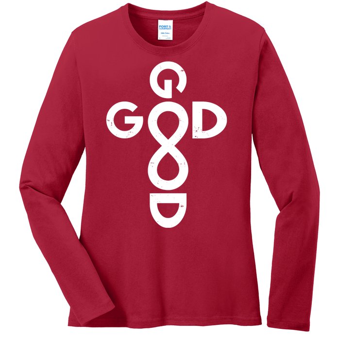 Good Is Good Cross Jesus Logo Ladies Long Sleeve Shirt