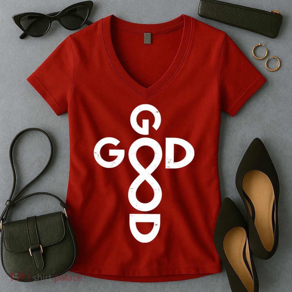 Good Is Good Cross Jesus Logo Women's V-Neck T-Shirt