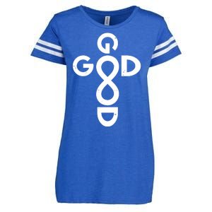 Good Is Good Cross Jesus Logo Enza Ladies Jersey Football T-Shirt