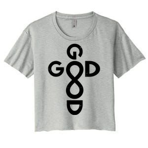 Good Is Good Cross Jesus Logo Women's Crop Top Tee