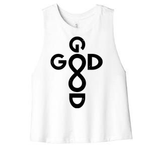 Good Is Good Cross Jesus Logo Women's Racerback Cropped Tank