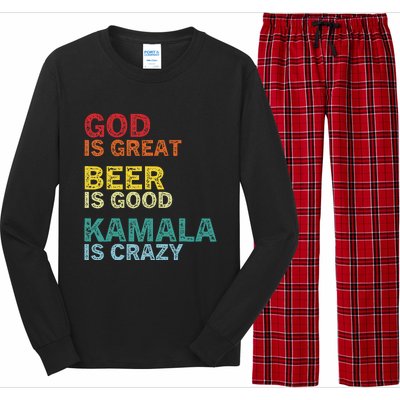 God Is Great Beer Is Good And Kamala Are Crazy Funny Trump Long Sleeve Pajama Set