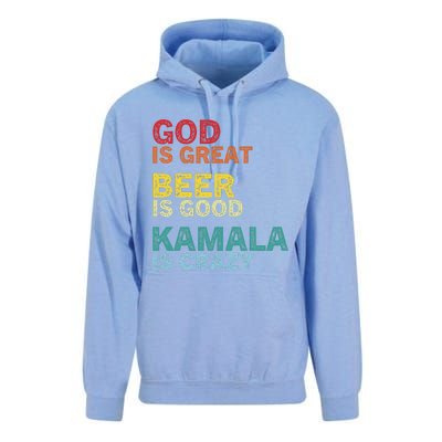 God Is Great Beer Is Good And Kamala Are Crazy Funny Trump Unisex Surf Hoodie