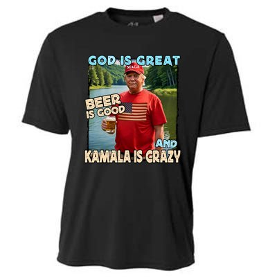 God Is Great Beer Is Good And Kamala Are Crazy Funny Trump Cooling Performance Crew T-Shirt