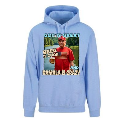 God Is Great Beer Is Good And Kamala Are Crazy Funny Trump Unisex Surf Hoodie