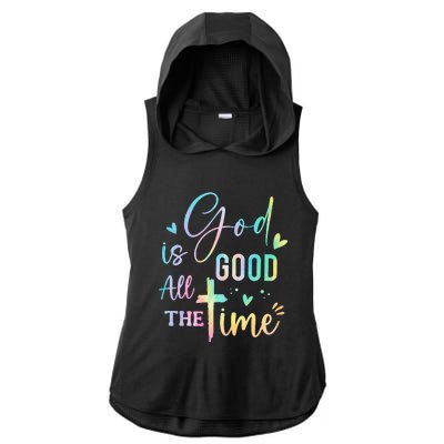 God Is Good All The Time Christian Faith Worship Ladies PosiCharge Tri-Blend Wicking Draft Hoodie Tank