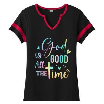 God Is Good All The Time Christian Faith Worship Ladies Halftime Notch Neck Tee