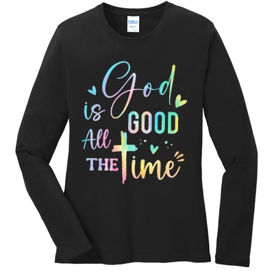 God Is Good All The Time Christian Faith Worship Ladies Long Sleeve Shirt