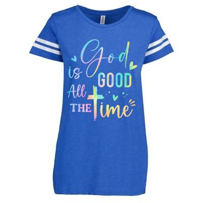 God Is Good All The Time Christian Faith Worship Enza Ladies Jersey Football T-Shirt