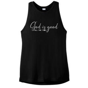 God Is Good All The Time Christian Faith Bible Saying Church Gift Ladies PosiCharge Tri-Blend Wicking Tank