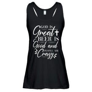 God Is Great Beer Is Good And People Are Crazy Drinking Gift Ladies Essential Flowy Tank