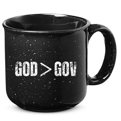 God Is Greater Than Gov Vintage Distressed Anti Government 15oz Campfire Ceramic Mug